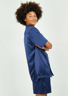 Night Sweet Thing Mens Navy Matte Satin Short Pyjama Set