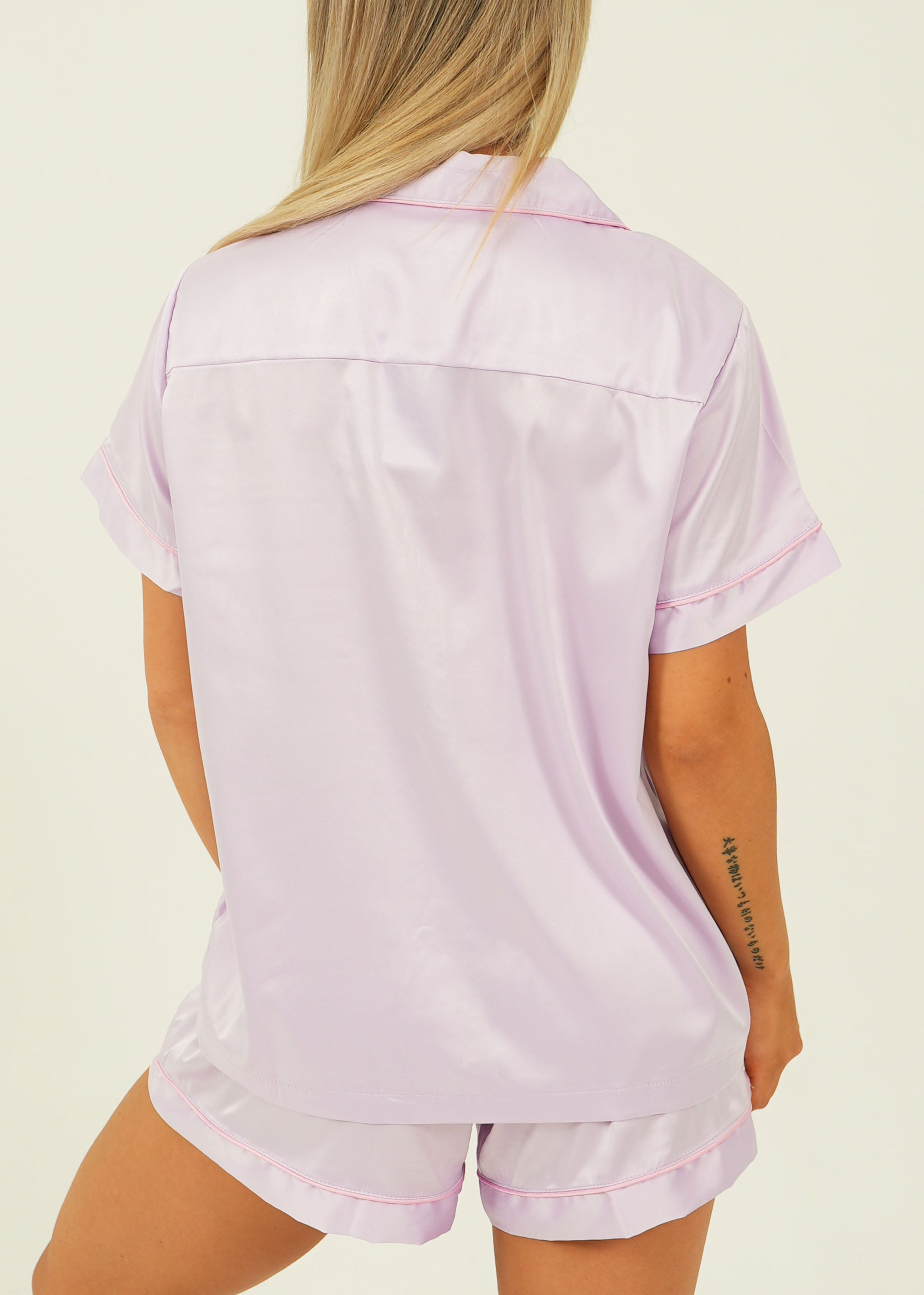 Lilac Matte Satin Short Pyjama Set