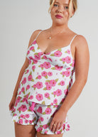 Night Sweet Thing Womens Flutter Garden Jersey Knit Cotton Camisole Short Pyjama Set