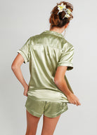 Night Sweet Thing Womens Gum Leaf Satin Short Pyjama Set
