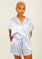 Night Sweet Thing Womens Periwinkle Satin Short Pyjama Set