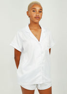 Night Sweet Thing Womens White (With White Piping) Satin Short Pyjama Set