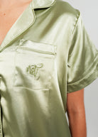 Night Sweet Thing Womens Gum Leaf Satin Short Pyjama Set