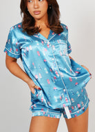 Night Sweet Thing Womens Buoy Oh Buoy Satin Short Pyjama Set