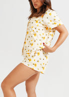 Night Sweet Thing Womens Yellow Bumble Bees Jersey Knit Cotton Short Pyjama Set