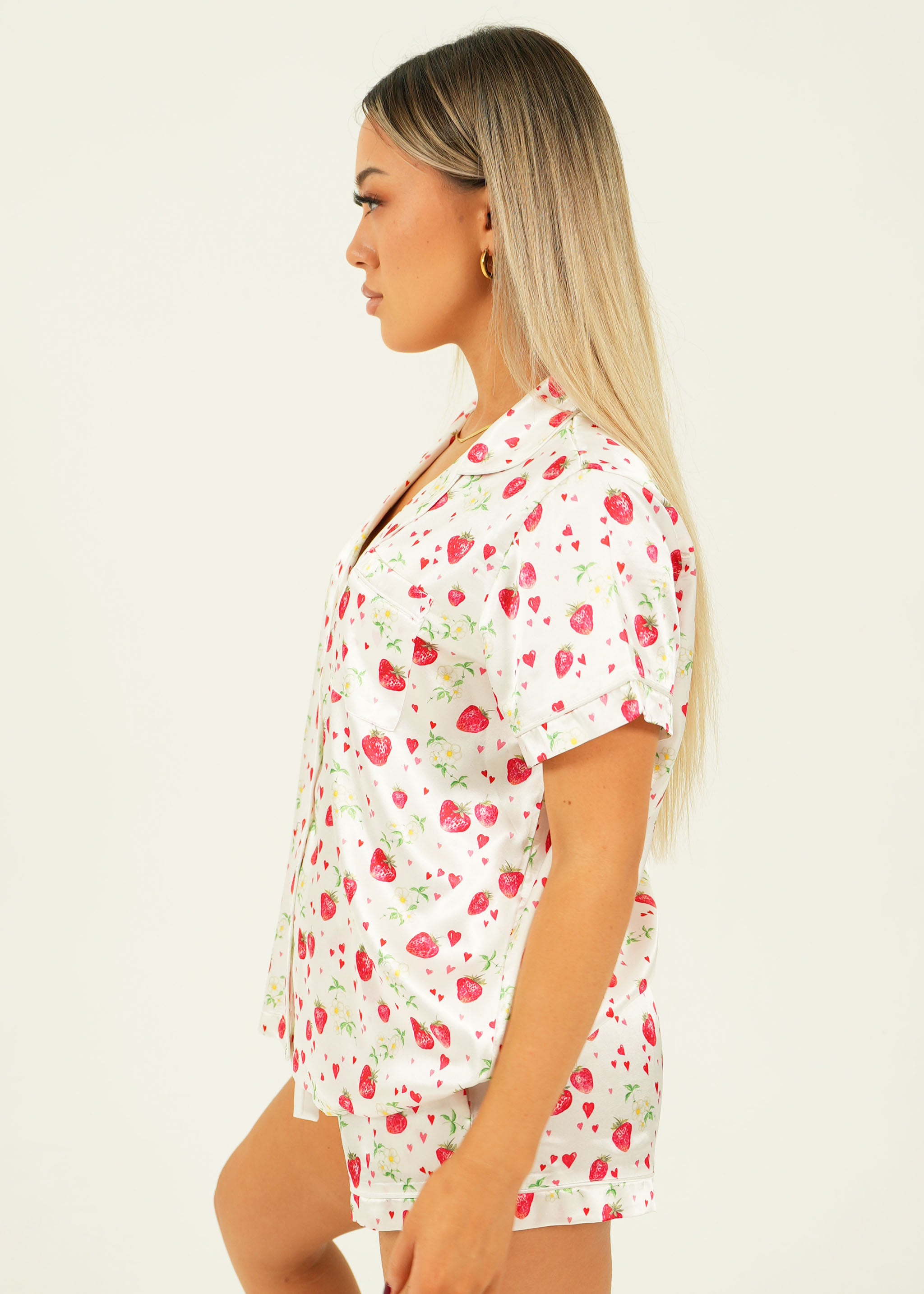 Strawberries Satin Short Pyjama Set