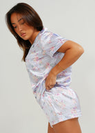 Night Sweet Thing Womens Lilac Blossom Satin Short Pyjama Set