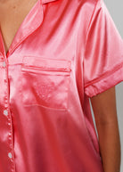 Night Sweet Thing Womens Coral Pink Satin Short Pyjama Set