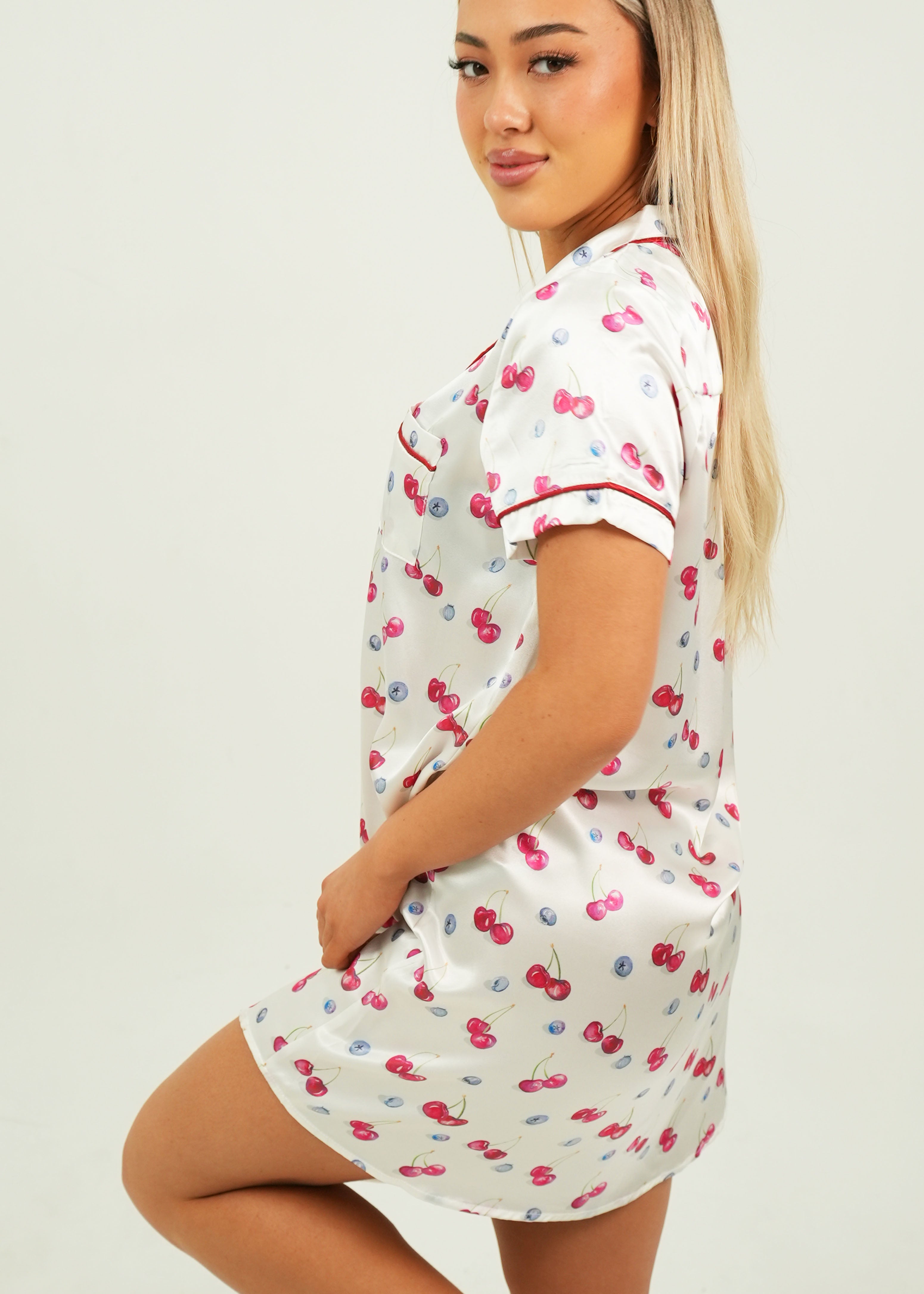 Cherries and Berries Satin Night Shirt