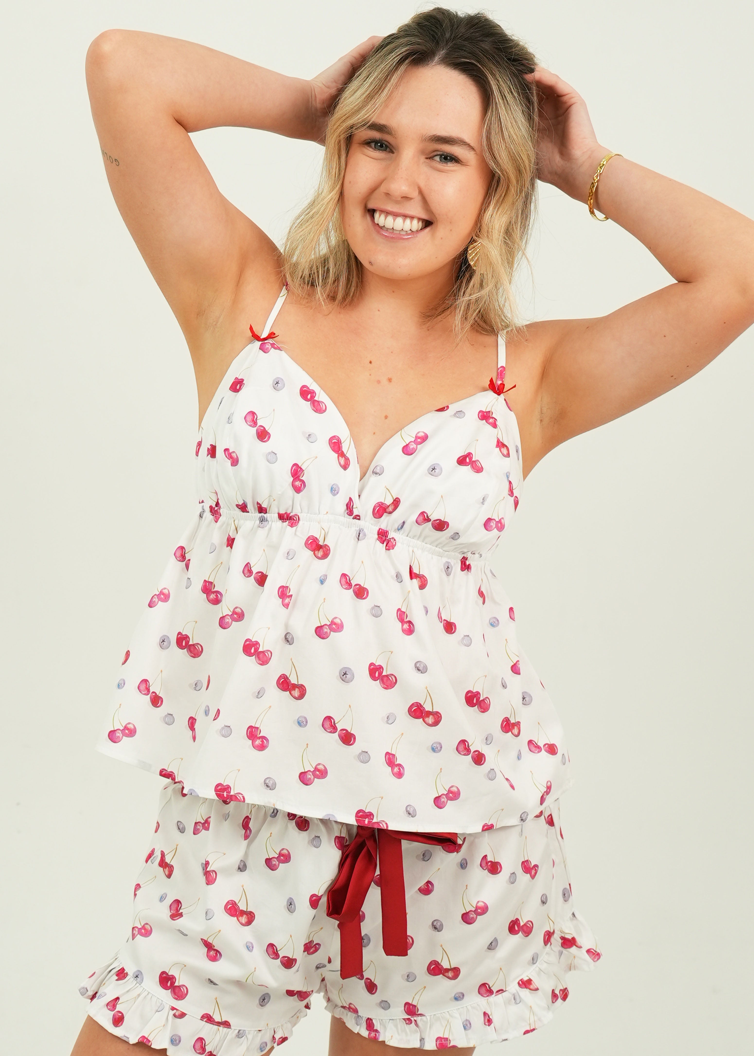 Cherries and Berries Cotton Camisole Short Pyjama Set