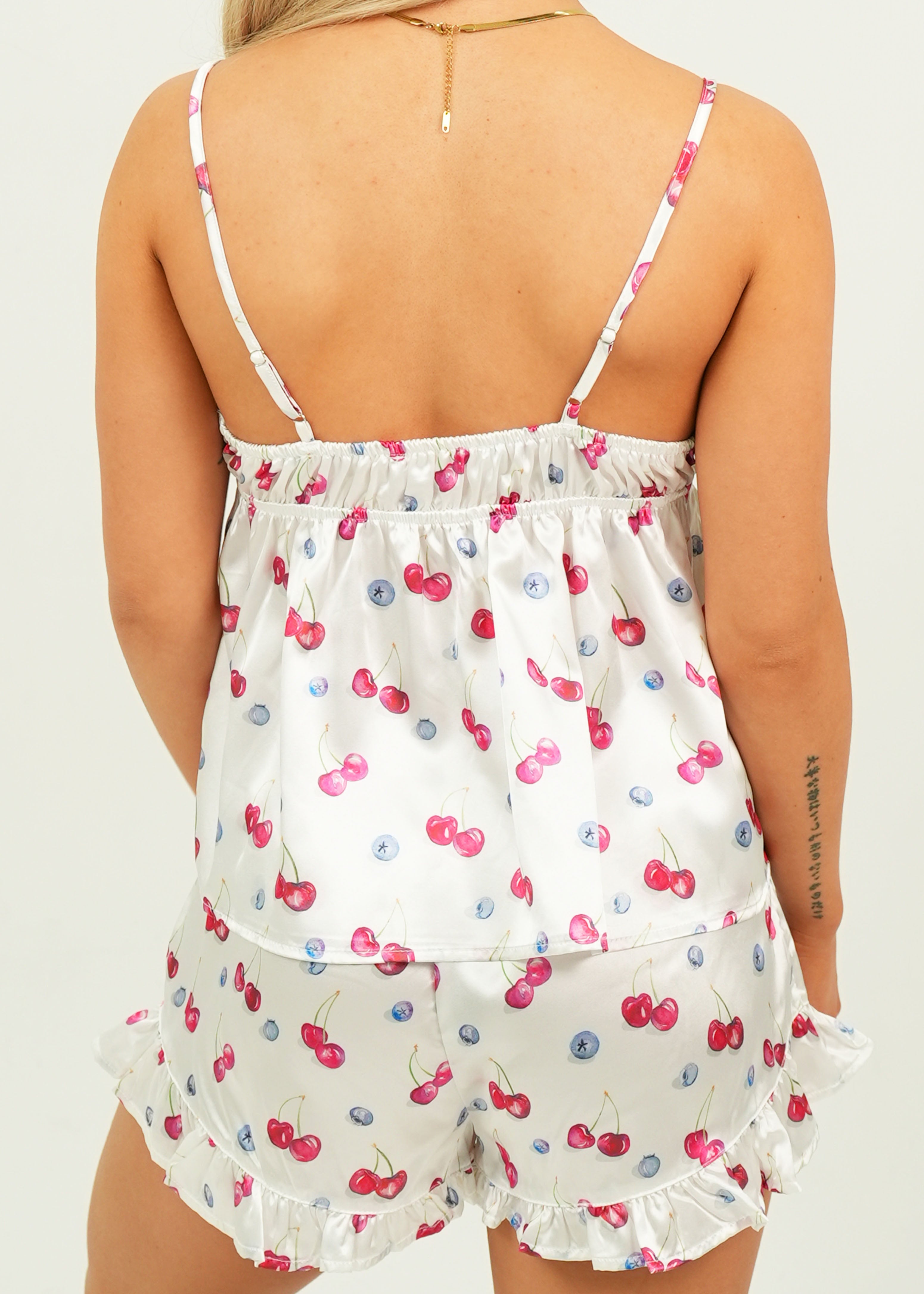 Cherries and Berries Satin Camisole Short Pyjama Set