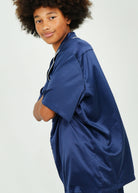 Night Sweet Thing Mens Navy Matte Satin Short Pyjama Set