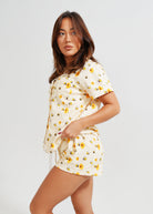 Night Sweet Thing Womens Yellow Bumble Bees Jersey Knit Cotton Short Pyjama Set