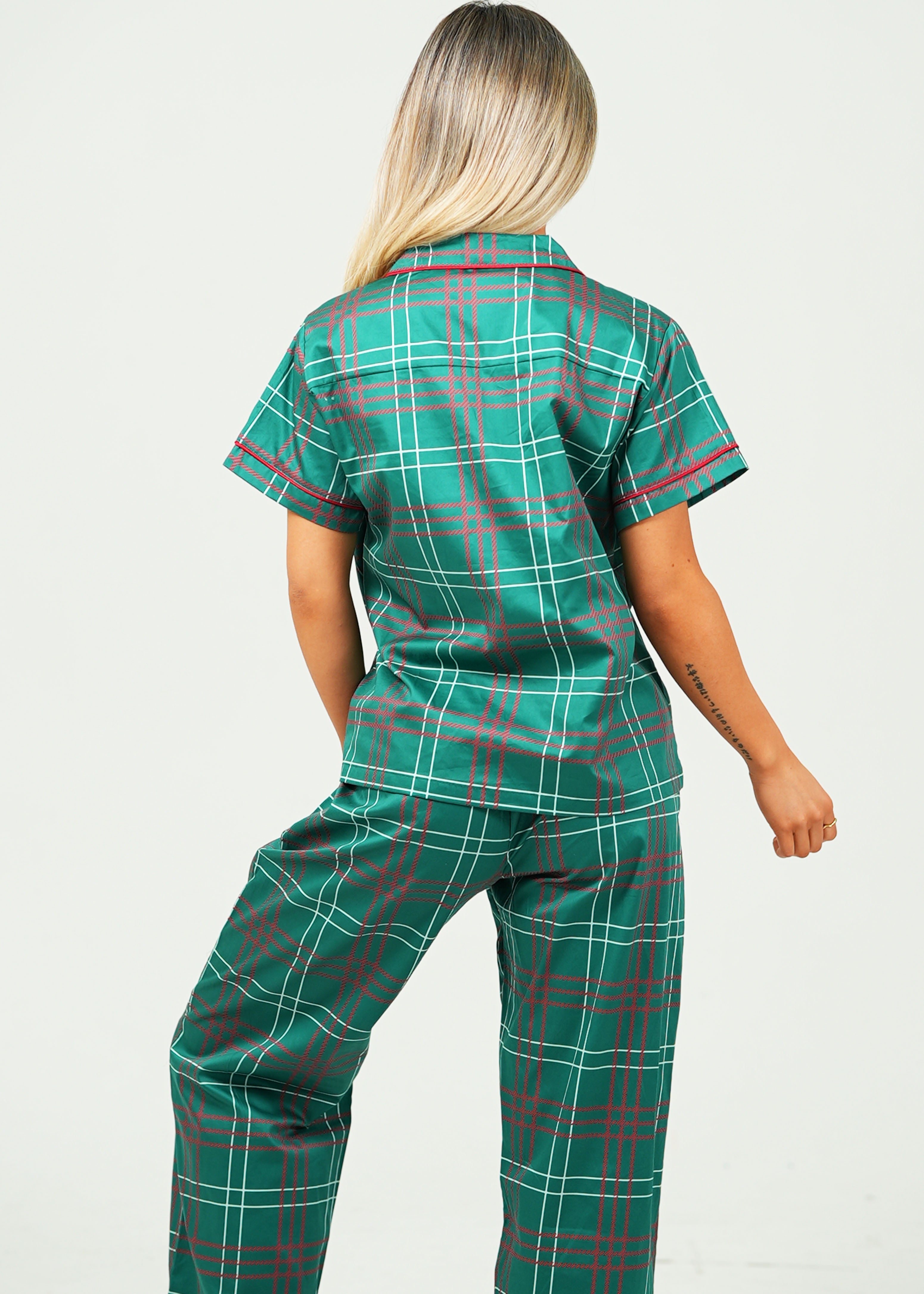 Festive Tartan Cotton Long Pj Set Womens