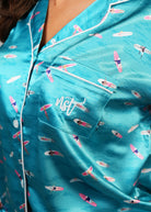 Night Sweet Thing Womens Ocean Drift Satin Short Pyjama Set