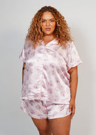 Night Sweet Thing Womens Blush Clamshell Satin Short Pyjama Set