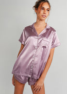Night Sweet Thing Womens Dusty Plum Satin Short Pyjama Set