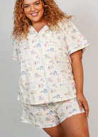 Night Sweet Thing Womens Beach Huts Jersey Knit Cotton Short Pyjama Set
