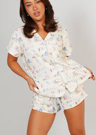 Night Sweet Thing Womens Beach Huts Jersey Knit Cotton Short Pyjama Set