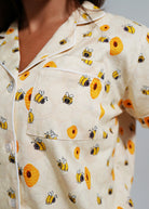 Night Sweet Thing Womens Yellow Bumble Bees Jersey Knit Cotton Short Pyjama Set