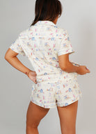 Night Sweet Thing Womens Beach Huts Jersey Knit Cotton Short Pyjama Set