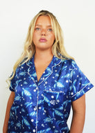 Night Sweet Thing Womens Find the Current Navy Satin Short Pyjama Set