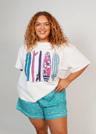 Night Sweet Thing Womens Ocean Drift T-Shirt & Short Pants PJ Set Satin Short Pyjama Set