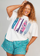 Night Sweet Thing Womens Ocean Drift T-Shirt & Short Pants PJ Set Satin Short Pyjama Set