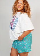 Night Sweet Thing Womens Ocean Drift T-Shirt & Short Pants PJ Set Satin Short Pyjama Set