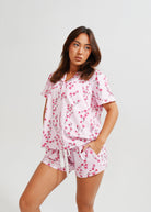 Night Sweet Thing Womens Cherry Blossom Jersey Knit Cotton Short Pyjama Set