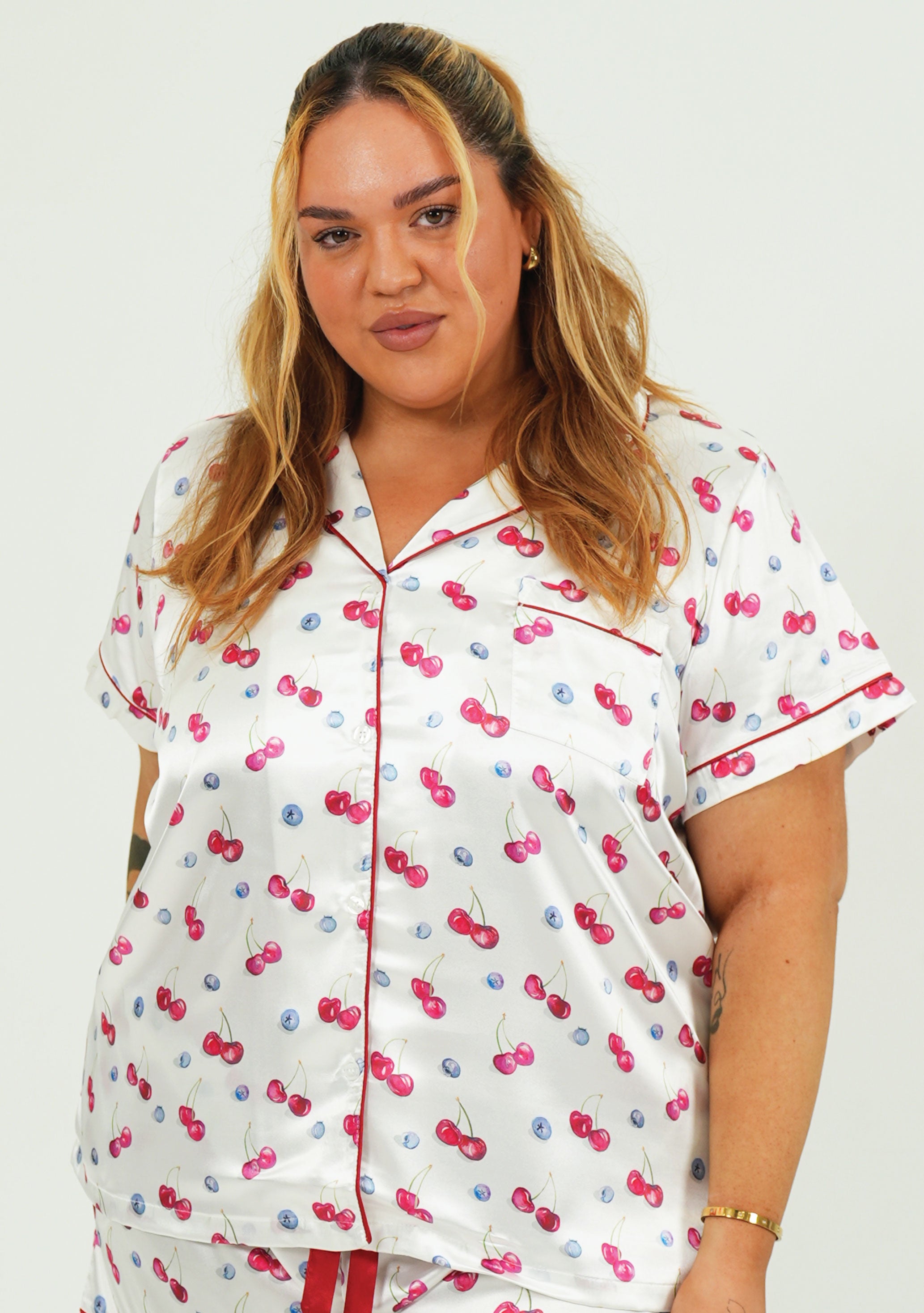 Cherries and Berries Satin Short Pyjama Set