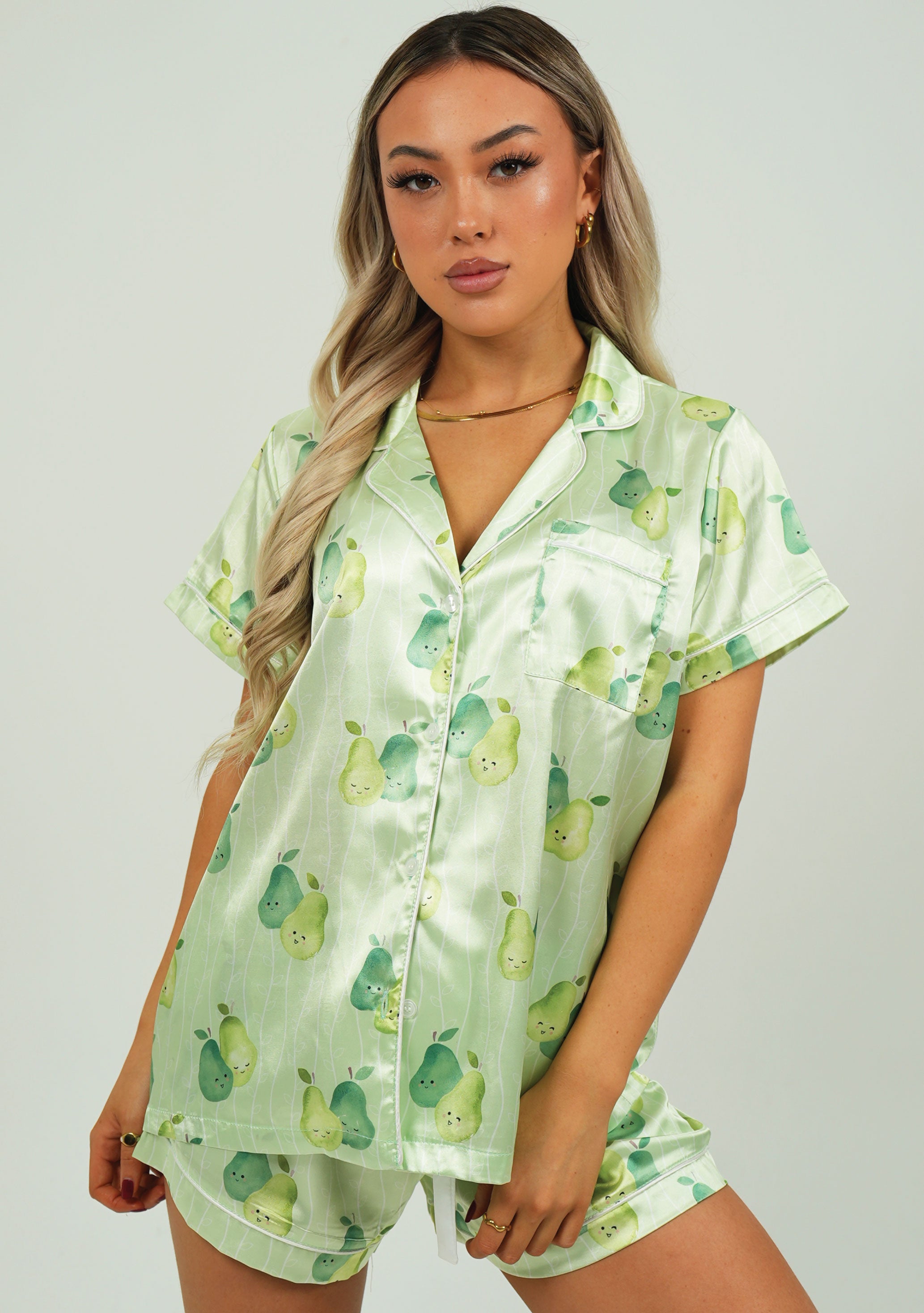 The Perfect Pear Satin Short Pyjama Set